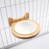 Ceramic Pet Bowl with Wooden Stand