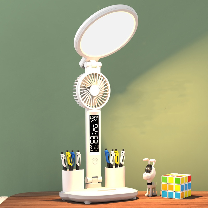 Rechargeable LED Desk Lamp with Clock